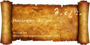 Heninger Éva névjegykártya
